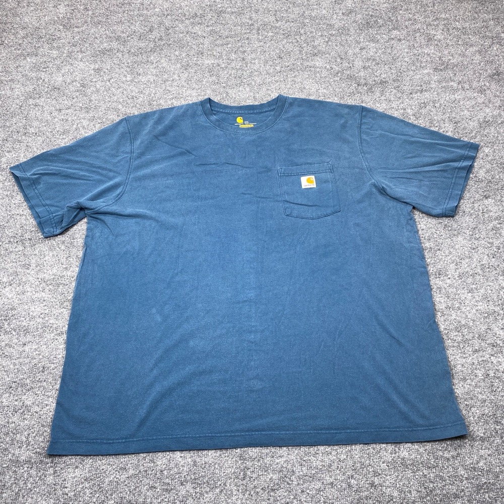 Carhartt Shirt Mens 2XL Blue K87 Workwear Pocket T-Shirt Original Fit Cotton